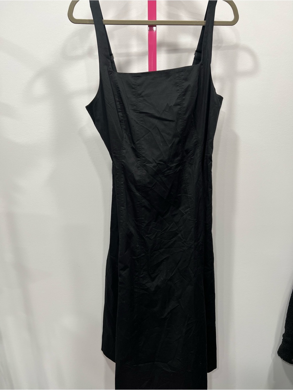 Quince Black Midi Square-Neck Dress